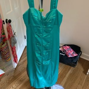 Cache teal midi satin dress!